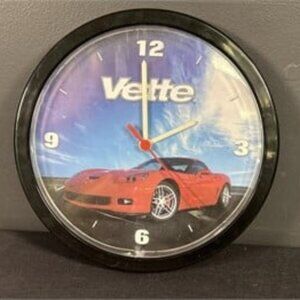 Vintage Vette Quartz Wall Clock - Red Corvette